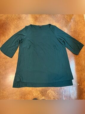 EILEEN FISHER Deep Green Layered Hem Tunic